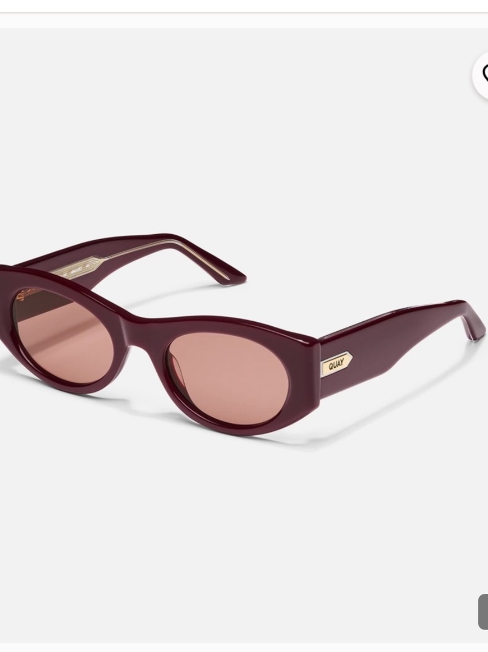 Quay Australia Burgundy Round Women's Sunglasses with Gold Logo